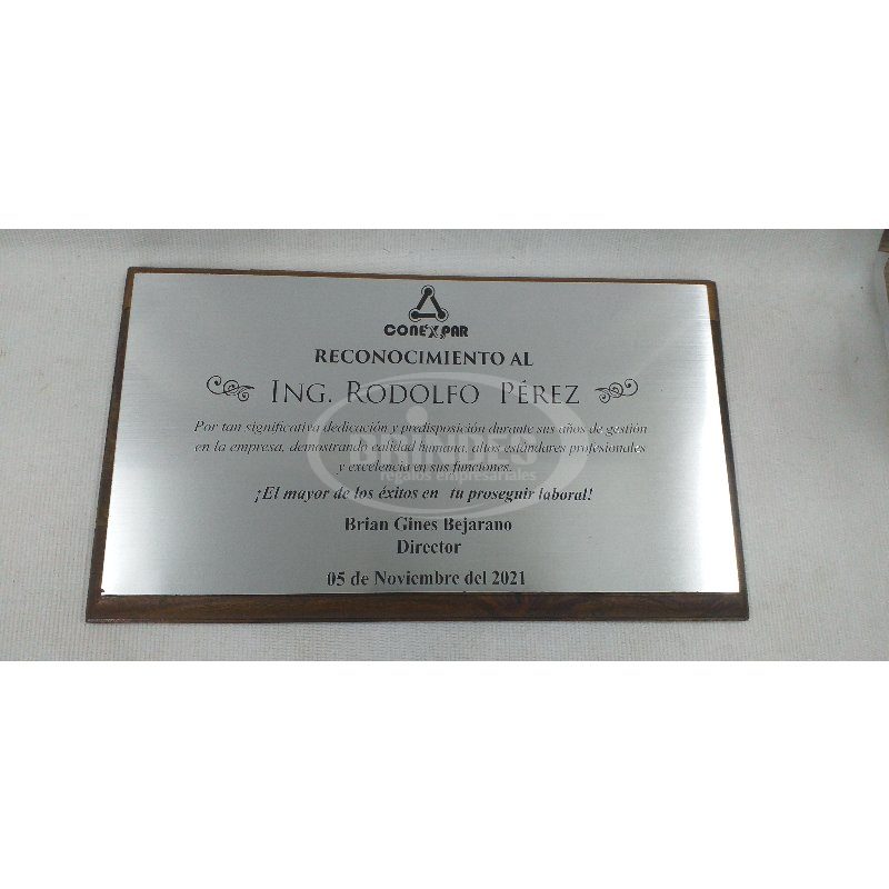 Placa de Reconocimiento en Metal y Madera